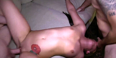 From stepsister into whore doing it with stepbrother and buddy