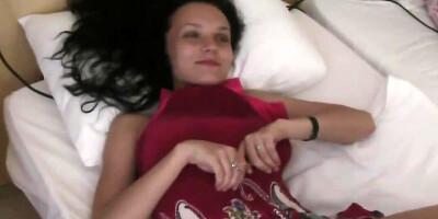 Charming brunette sucks a hard cock in this POV video