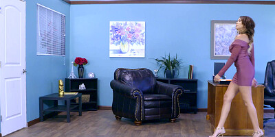 A busty young bitch with a large ass is getting cum on her boobs