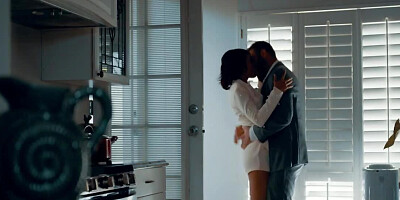 Romantic date ends for lovers with passionate sex on the bed