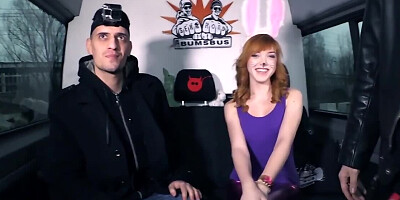 Redhead gets in bus to be penetrated in front of the camera