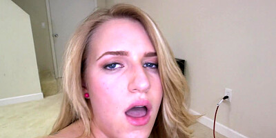 Southern blonde milks his cock with her slippery pussy and swallows