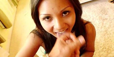 Cock eating babe Lana Violet wants a taste of his jizz