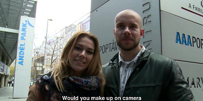 Amazing Busty Teen and Her BF Gets Money for Public SEX
