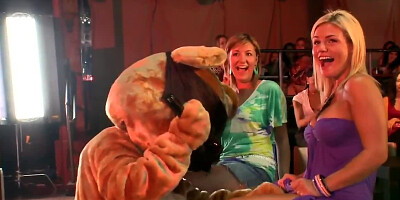 Blonde MILF worships stripper's dick till it explodes with cum