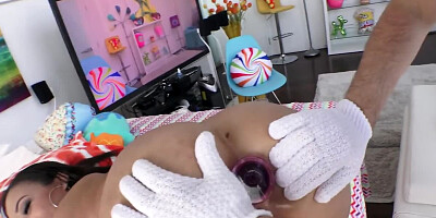 Exotic slut gags on manhood before taking it in tight asshole