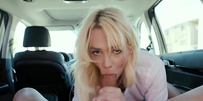 Kenna James riding the big cock of Ricky inside of a car