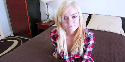 Tiny slut Chloe Foster grabs the cock and sucks it hard