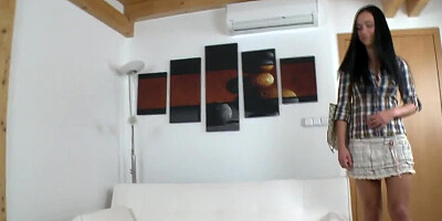 Splendid brunette Victoria Sweet sucks cock clean after riding it