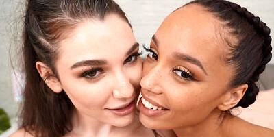 White and black lesbians use banana and dildos to satisfy pussies