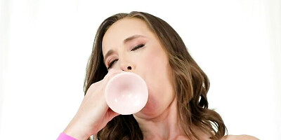 Sweetheart Lilly James is enjoying playing with her huge dildo
