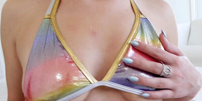 Bikini is left on because it doesn't stop girl from sucking