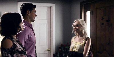 Boy fucks babysitter as his wife comes home