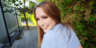 Lovely redhead girl Laney Grey gets hard cock in POV-style scene