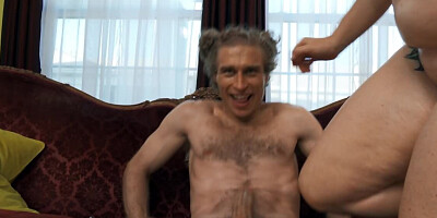 Chubby housewife is jumping on neighbor's big dick