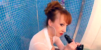RedXXX: Busty oiled fingering in shower