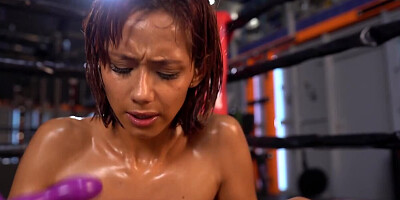 Oiled up dykes have a couple of sex toys available for sapphic sex