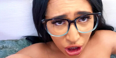 Brunette chick Edible Aubrey rides Charles Dera's hard cock