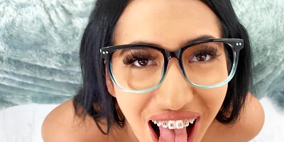 Brunette chick Edible Aubrey rides Charles Dera's hard cock