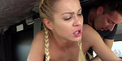 FemaleFakeTaxi - Brown hair Cherry Kiss reverse cowgirl porn