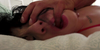 Brunette with pierced nipples and tattoos fucked by principal