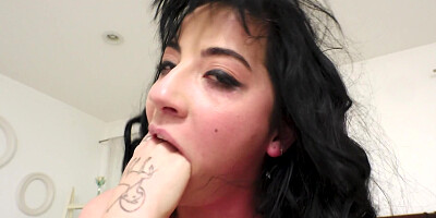 Brunette with pierced nipples and tattoos fucked by principal