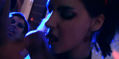 Awesome chicks swallow cum at the dancing party like crazy