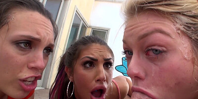 Licked and blown by three very dirty girls