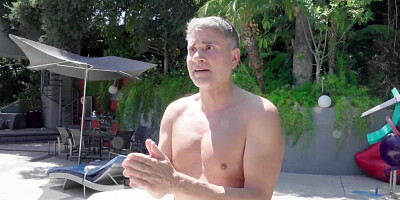 Behind the scenes of blonde's anal encounter with mature guy