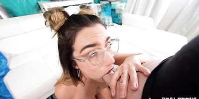 Awesome POV dick-riding session with a nerdy Chanel Camryn