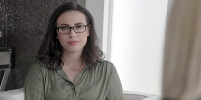 Blonde in fishnet pantyhose needs at least three hard dicks