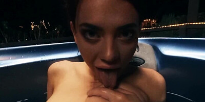 Lustful big-tittied babes go lesbian till squirting in the pool