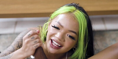 Slutty Asian teen wants the young dude's BBC inside her