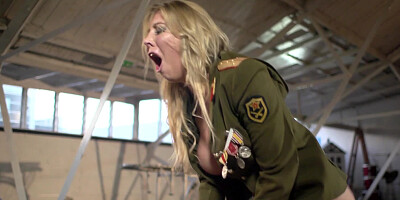 A sexy army girl is getting her busty body taken care off today