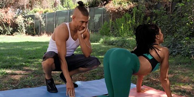 Sneaky Sex: Pierced Kira Noir riding big dick