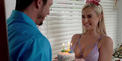 Blonde lovely celebrates birthday in the porn video