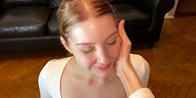 Our first video: neighbor giving a blowjob, titty fuck, doggystyle and make me cum on her big ass