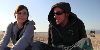 Couple sex game at the beach