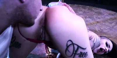 Stripper with tattoos sucks cock of husband's friend for silence