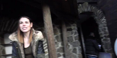 Crazy outdoor public sex with a skinny brunette Jessica Bell