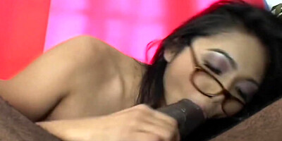 Asian with attractive figure adores being dirty with black male