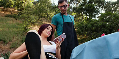Red-haired hottie isn't against of spontaneous sex in fresh air