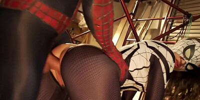 Female version of Spiderman fucks the regular Spiderman