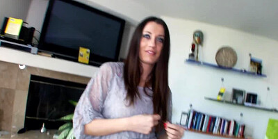 An amateur with small tits is seen pulling a dick with her hands