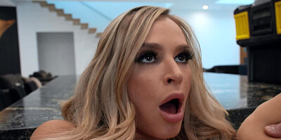 Blonde Emma Hix and her lover Zac Wild are banging in the kitchen