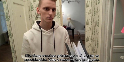 Man watches the bank clerk fucking his wife