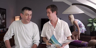 Girl with perky boobs gets ass humped by father-in-law