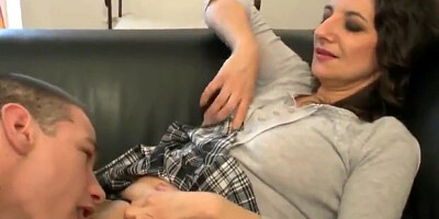 Brunette MILF facialized after awesome anal affair