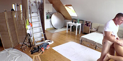 Young blonde model gets banged by a photographer