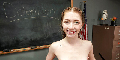 Schoolgirl agrees to taste his colossal cock orally